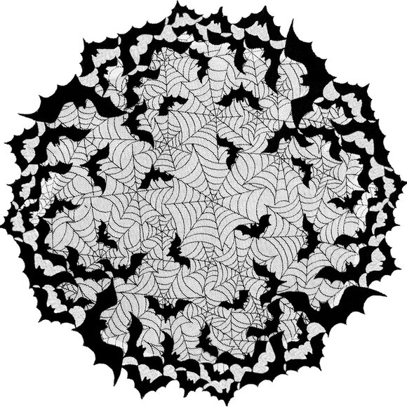 Halloween GOING BATTY 44" Round Table Topper by Heritage Lace GB-4400B - Picture 2 of 3